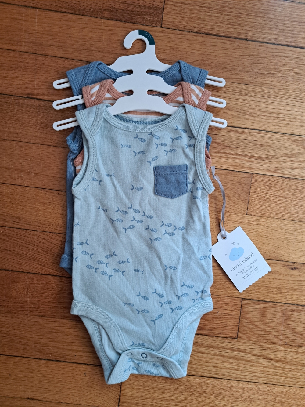 Cloud Island Blue Fish Pocket Baby Bodysuit Set
